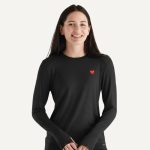 Play CDG chrome heart longsleeve Is black authentic Comme des Garçons essential long sleeve shirt